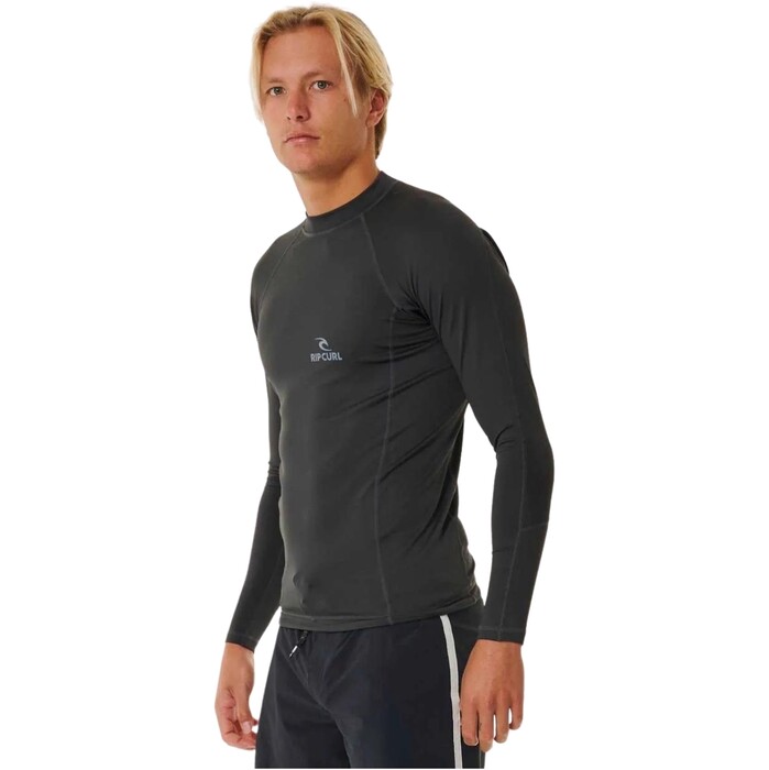 2024 Rip Curl Mens Stack UPF Perf Long Sleeve Rash Vest 148MRV - Washed Black